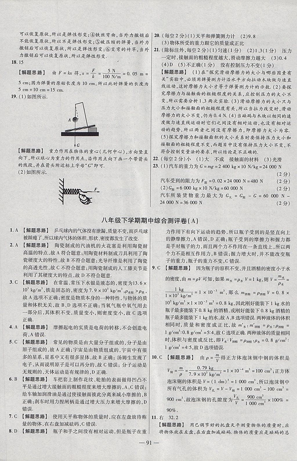 2018年金考卷活頁(yè)題選八年級(jí)物理下冊(cè)蘇科版 參考答案第7頁(yè)