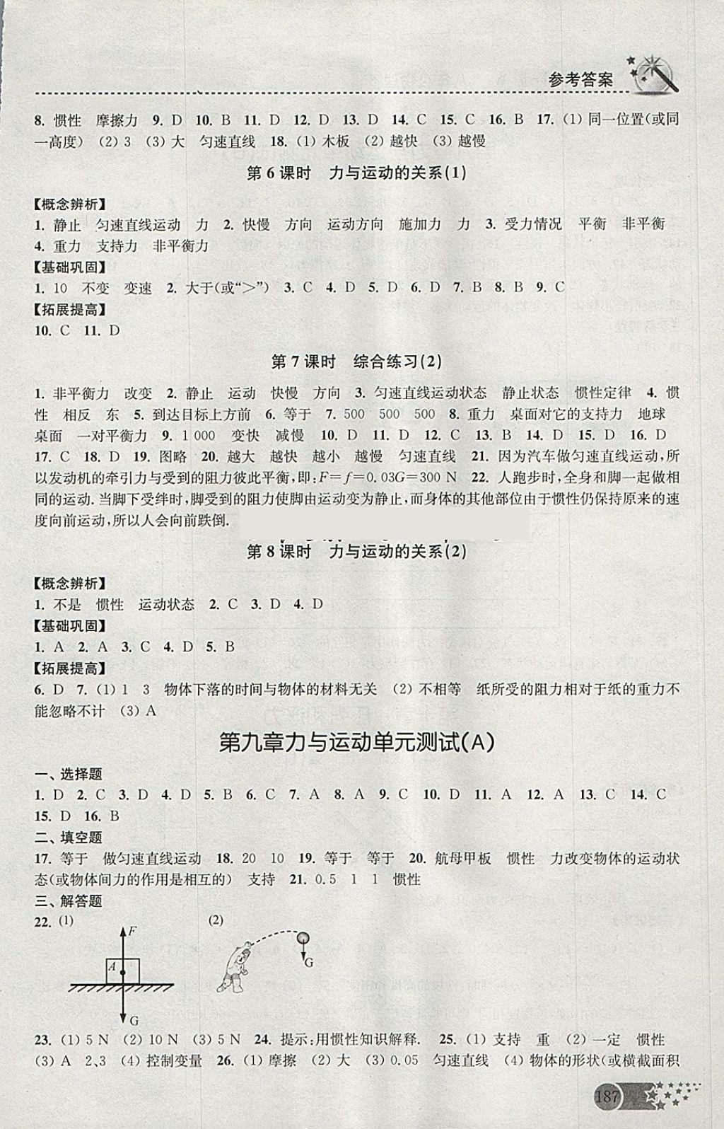 2018年名師點撥課時作業(yè)本八年級物理下冊江蘇版 參考答案第11頁