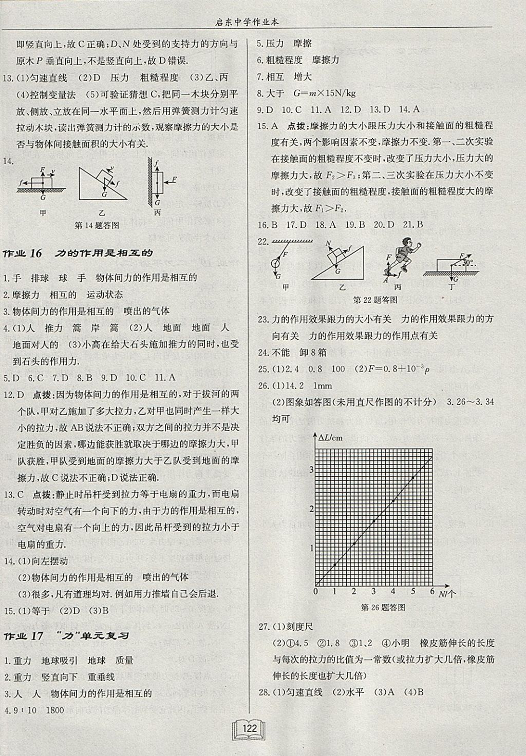 2018年啟東中學(xué)作業(yè)本八年級(jí)物理下冊(cè)江蘇版 參考答案第6頁