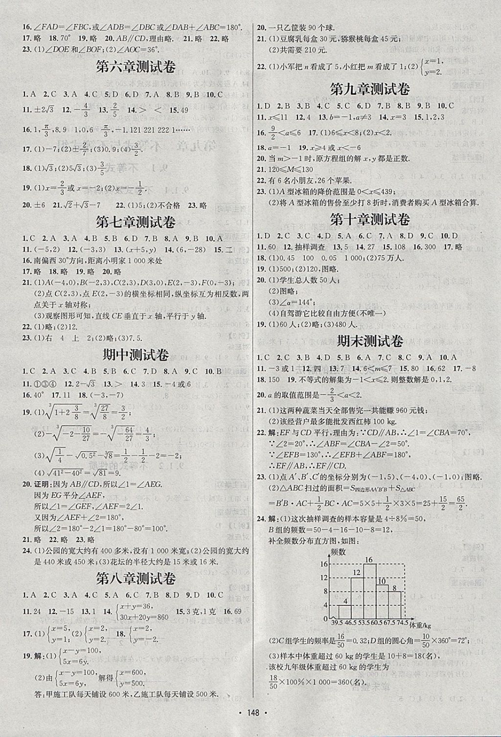 2018年優(yōu)學(xué)名師名題七年級數(shù)學(xué)下冊人教版 參考答案第8頁