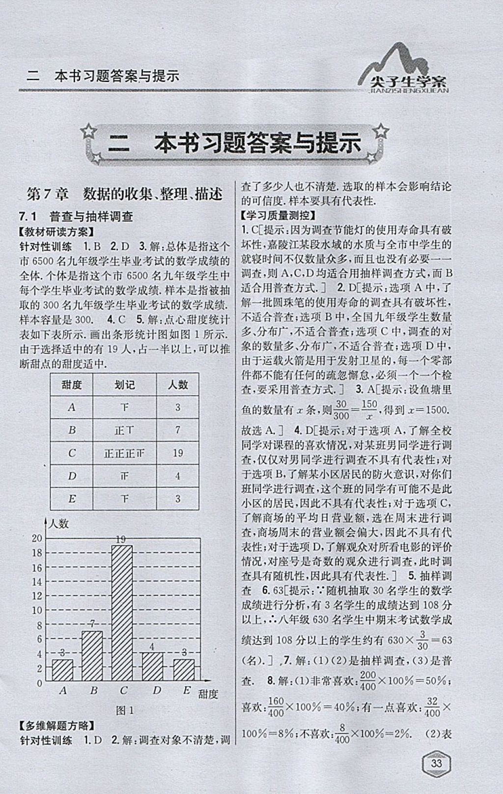 2018年尖子生学案八年级数学下册苏科版 参考答案第1页