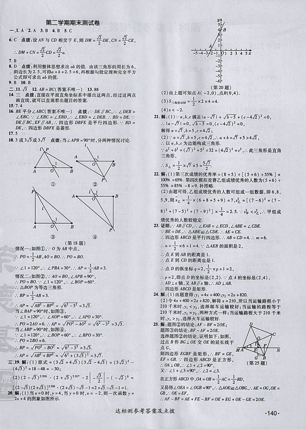 2018年點撥訓練八年級數(shù)學下冊人教版 參考答案第6頁