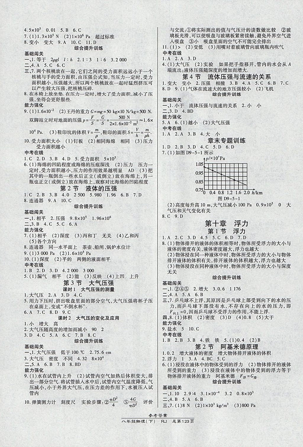 2018年高效課時通10分鐘掌控課堂八年級物理下冊人教版 參考答案第3頁