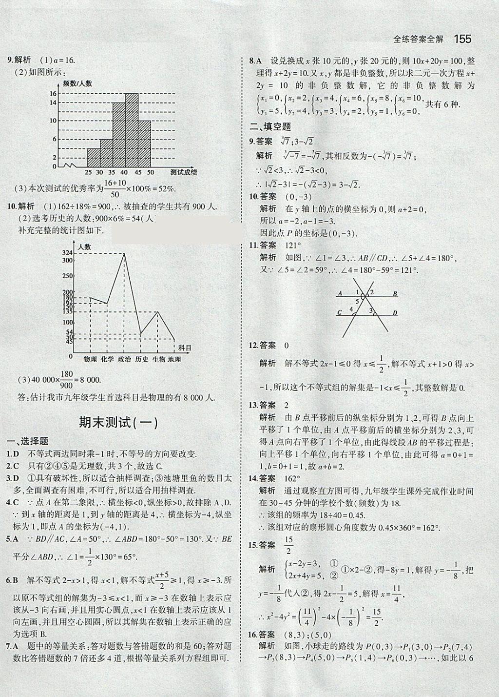 2018年5年中考3年模擬初中數(shù)學(xué)七年級(jí)下冊(cè)人教版 參考答案第45頁