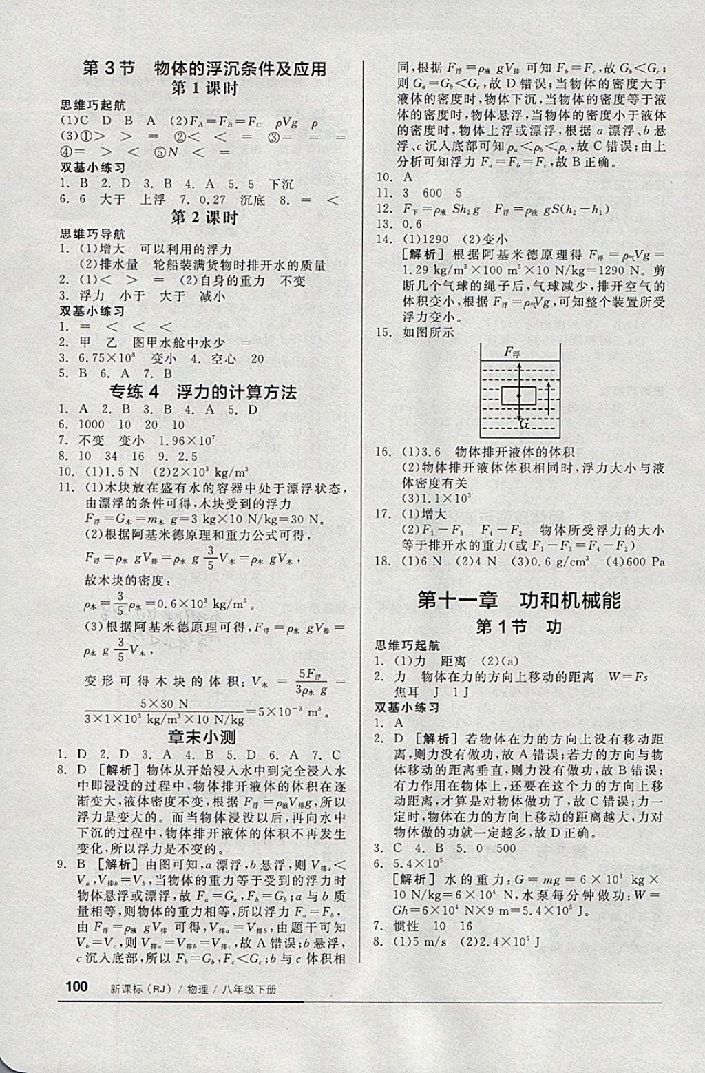 2018年全品基礎(chǔ)小練習(xí)八年級(jí)物理下冊(cè)人教版 參考答案第4頁(yè)