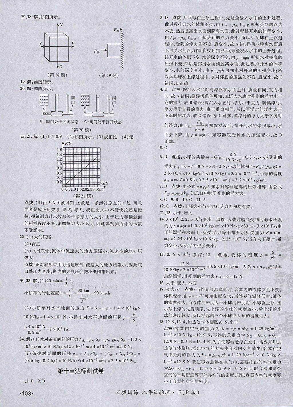 2018年点拨训练八年级物理下册人教版 参考答案第3页