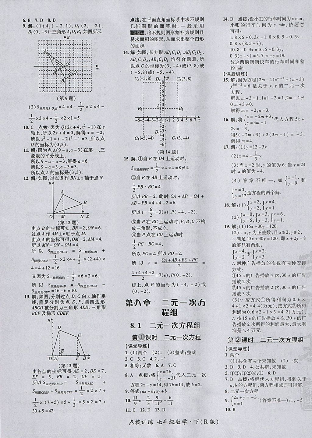 2018年點撥訓練七年級數(shù)學下冊人教版 參考答案第21頁