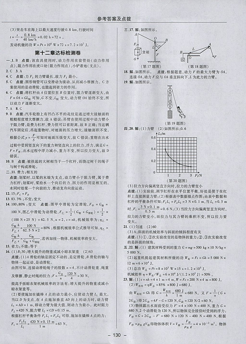 2018年综合应用创新题典中点八年级物理下册人教版 参考答案第6页