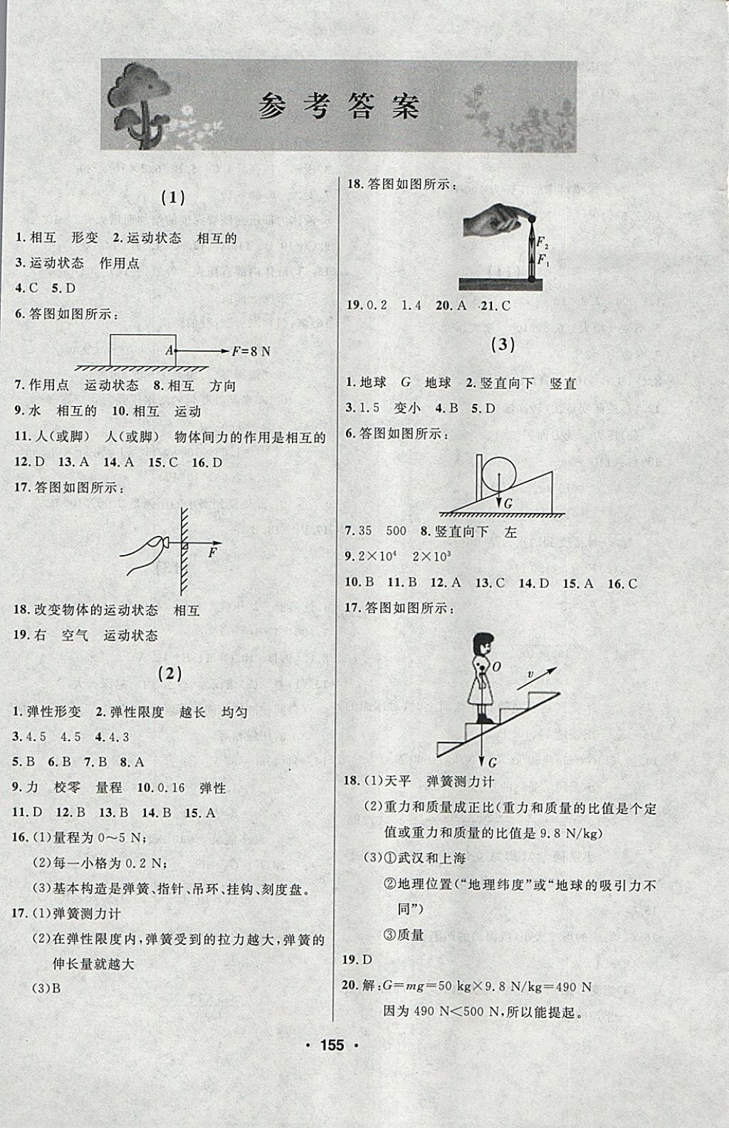 2018年試題優(yōu)化課堂同步八年級(jí)物理下冊(cè)人教版 參考答案第1頁(yè)