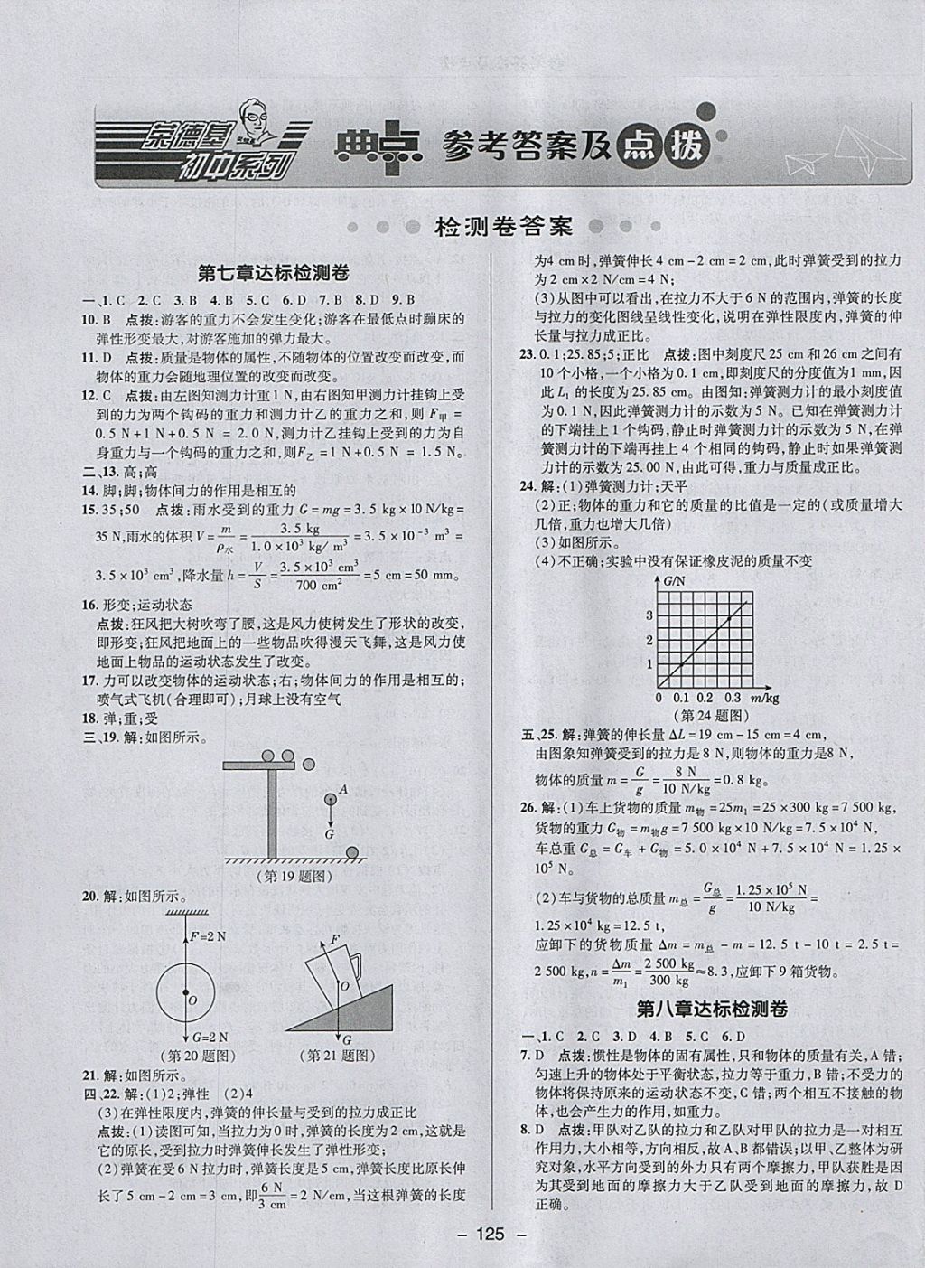 2018年綜合應(yīng)用創(chuàng)新題典中點八年級物理下冊人教版 參考答案第1頁