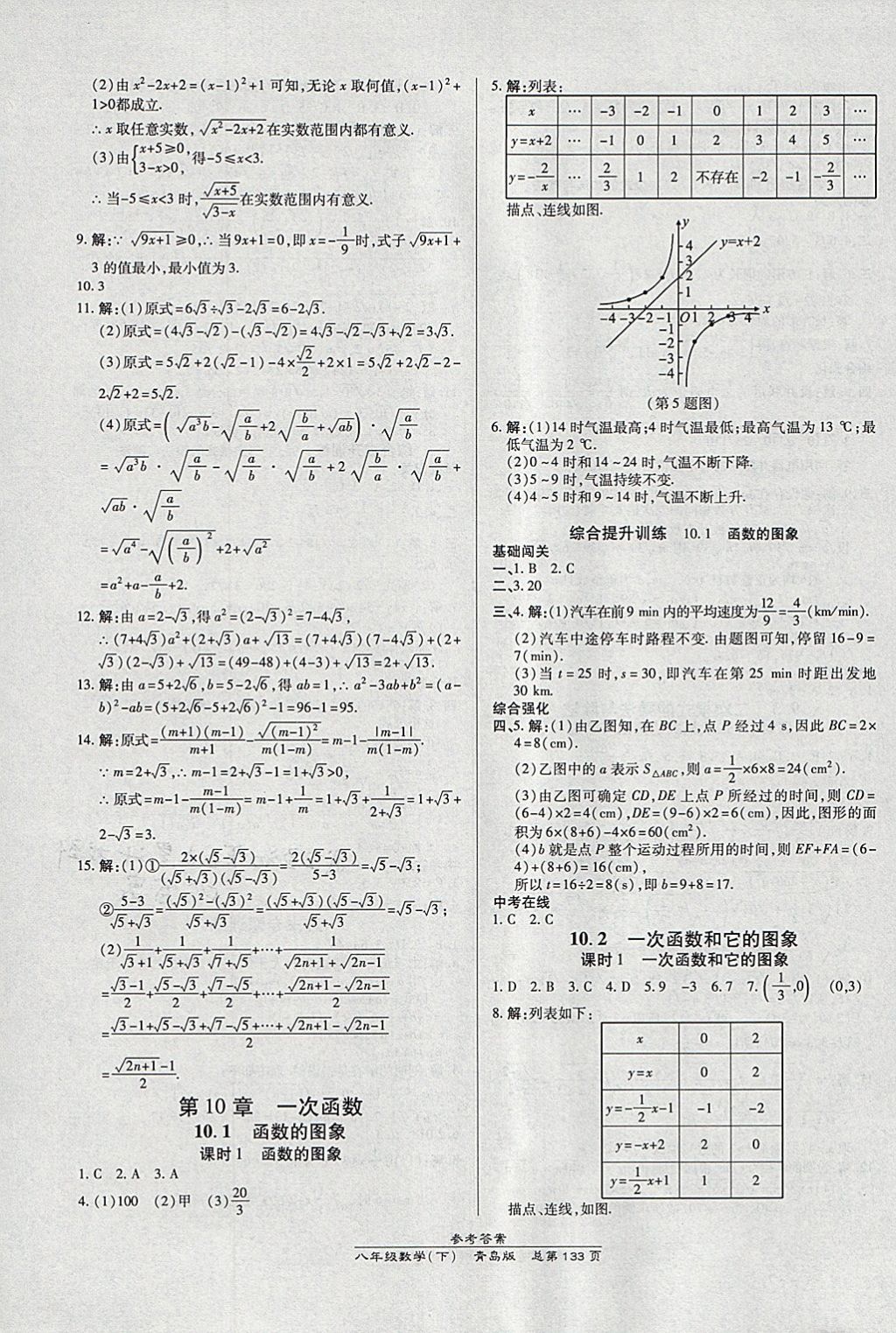 2018年高效課時通10分鐘掌控課堂八年級數(shù)學(xué)下冊青島版 參考答案第11頁