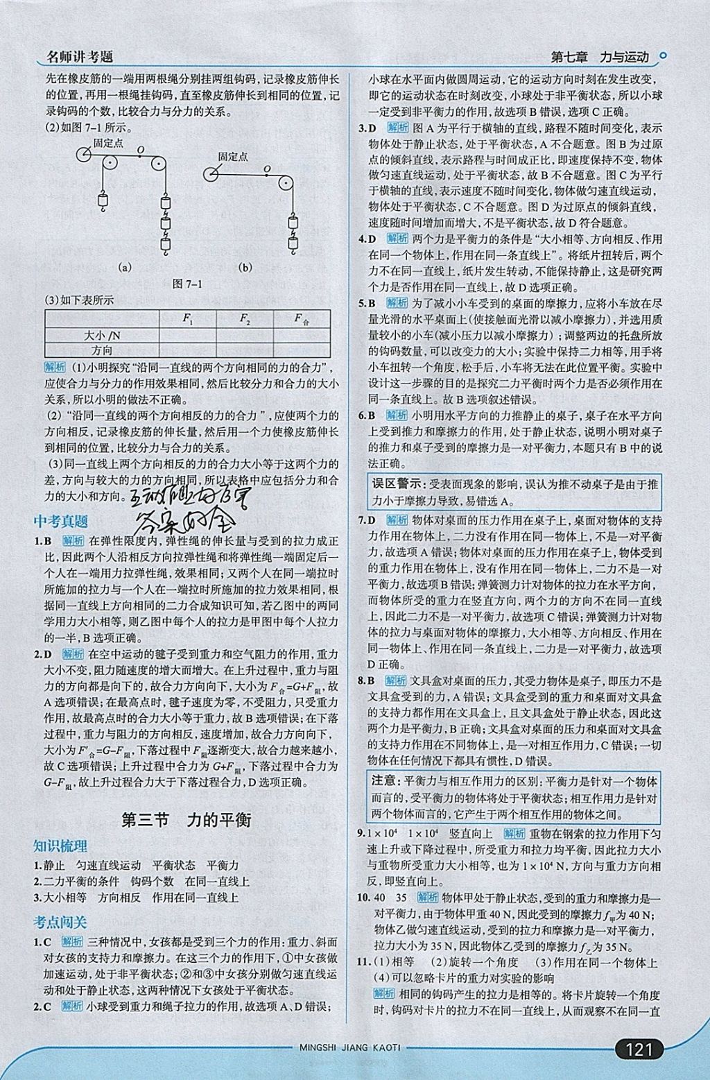 2018年走向中考考場八年級物理下冊滬科版 參考答案第3頁