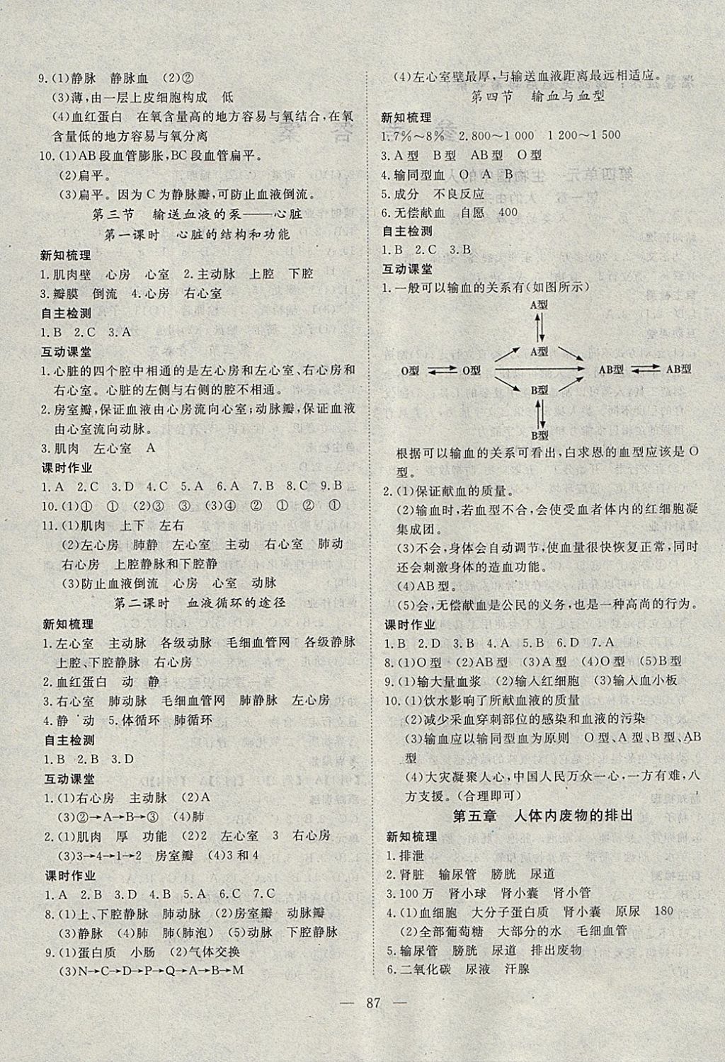 2018年探究在線高效課堂七年級(jí)生物下冊(cè) 參考答案第4頁