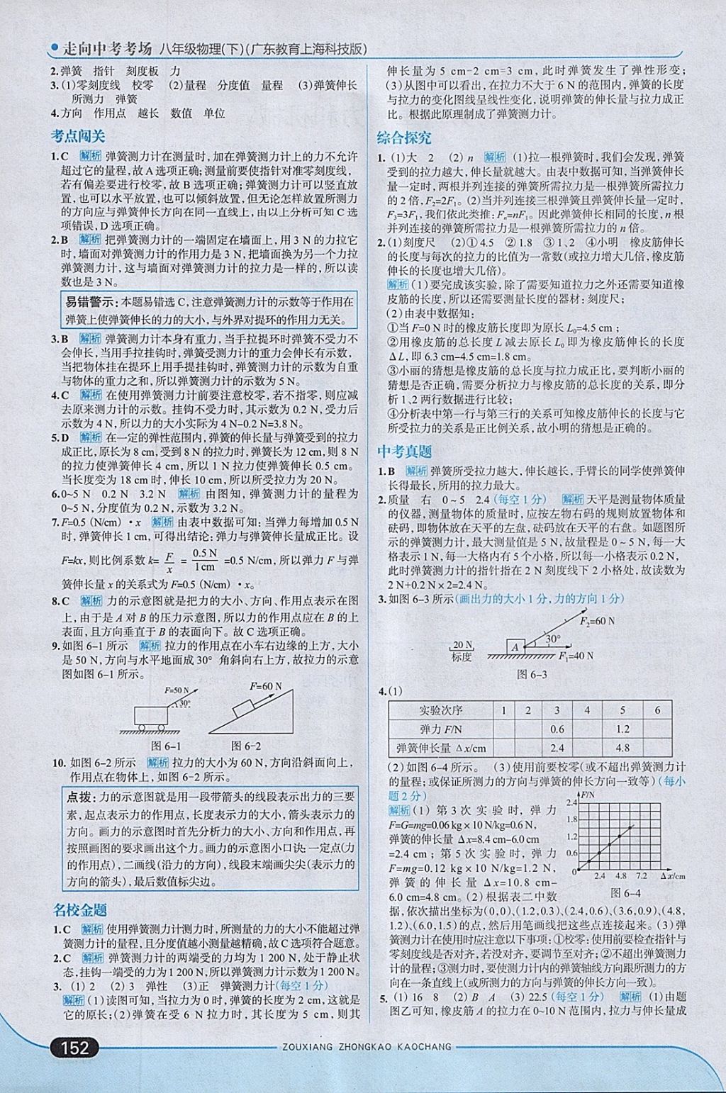 2018年走向中考考場八年級(jí)物理下冊(cè)粵滬版 參考答案第2頁