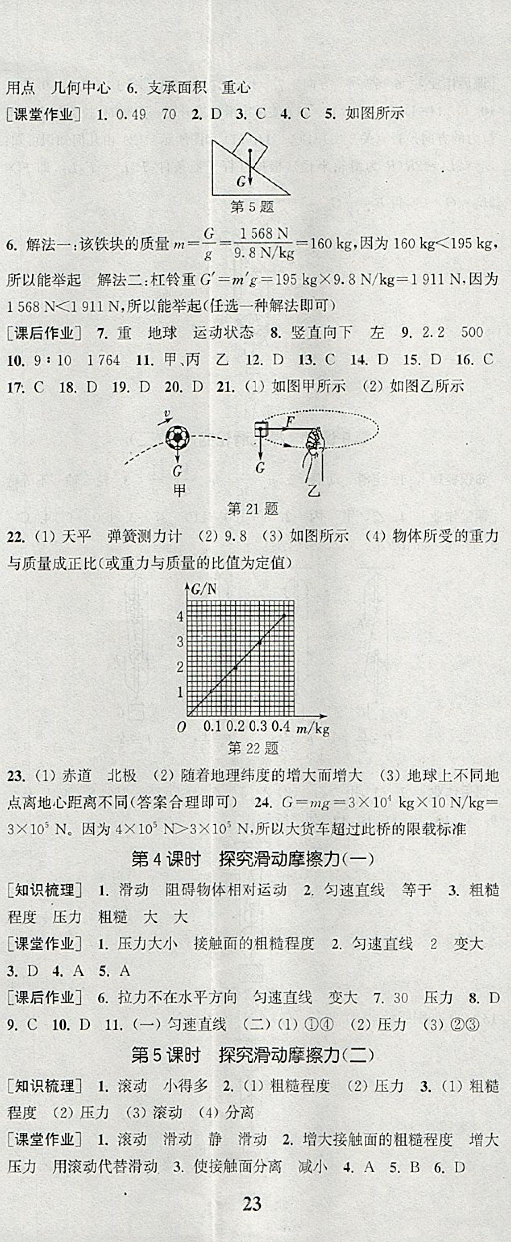 2018年通城学典课时作业本八年级物理下册沪粤版 参考答案第2页