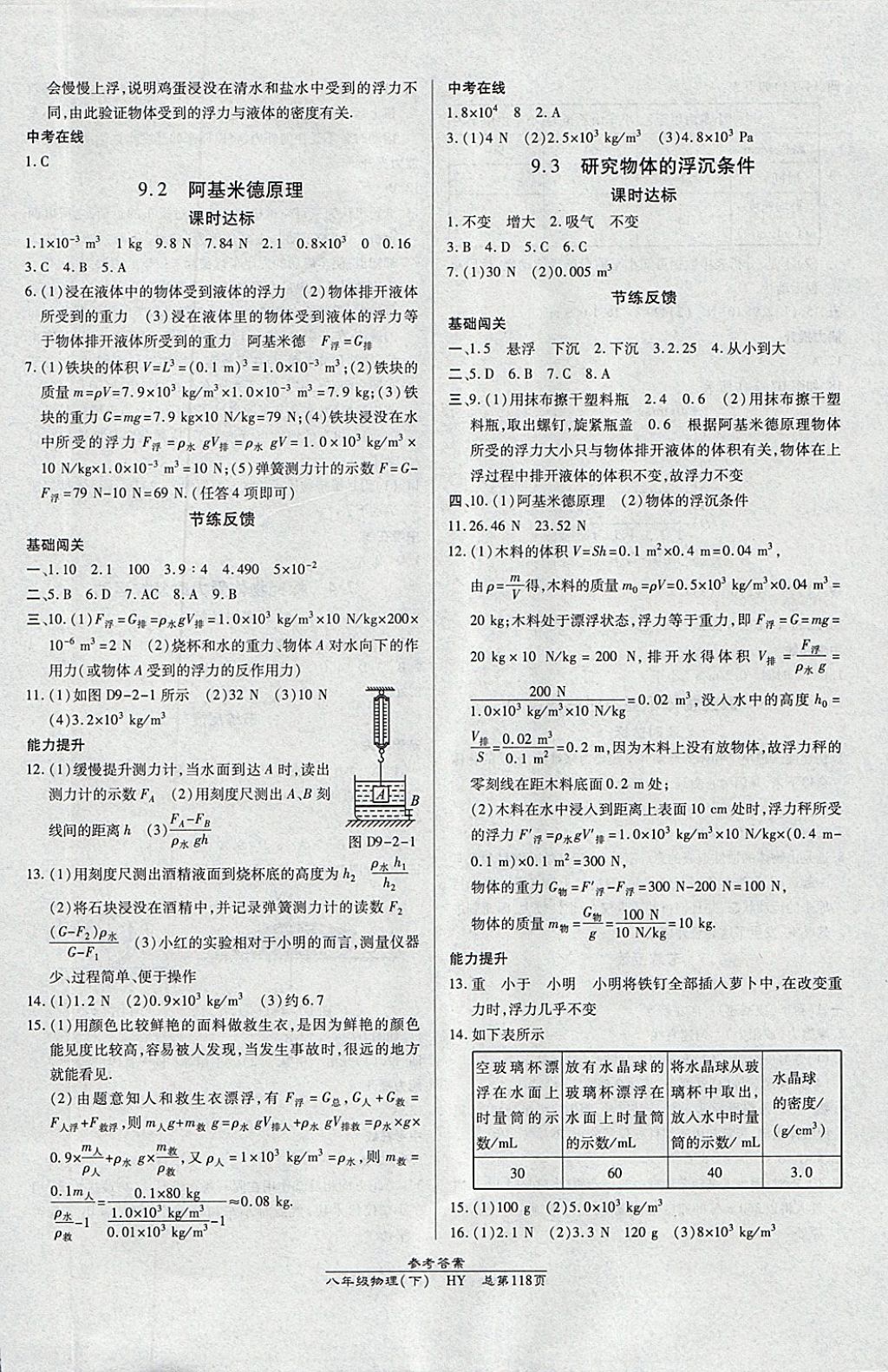 2018年高效課時(shí)通10分鐘掌控課堂八年級(jí)物理下冊(cè)滬粵版 參考答案第8頁