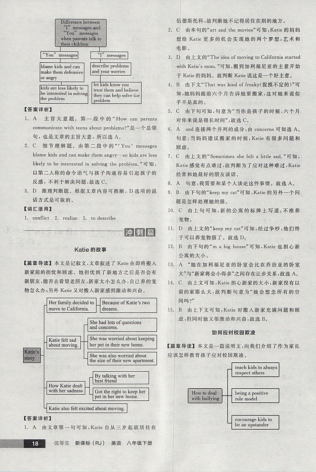 2018年全品優(yōu)等生完形填空加閱讀理解八年級英語下冊人教版 參考答案第18頁