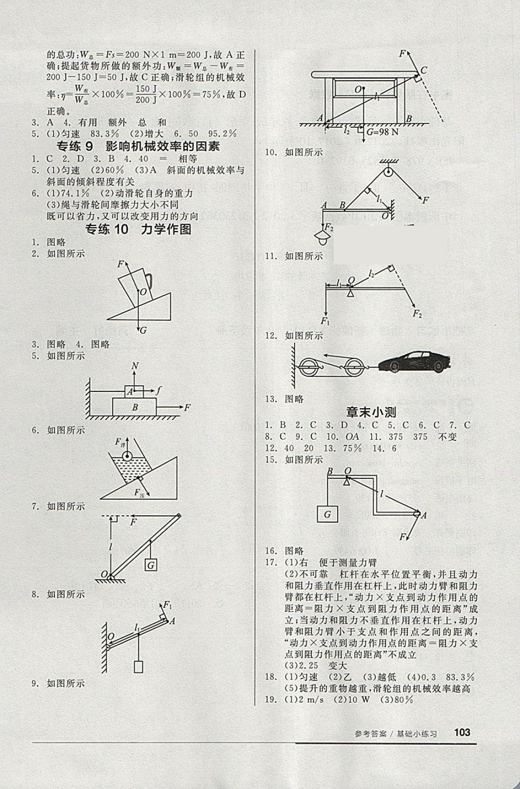 2018年全品基礎(chǔ)小練習八年級物理下冊人教版 參考答案第7頁