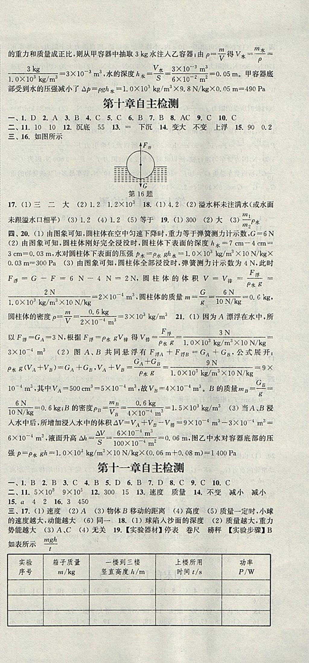 2018年通城學典課時作業(yè)本八年級物理下冊人教版 參考答案第21頁