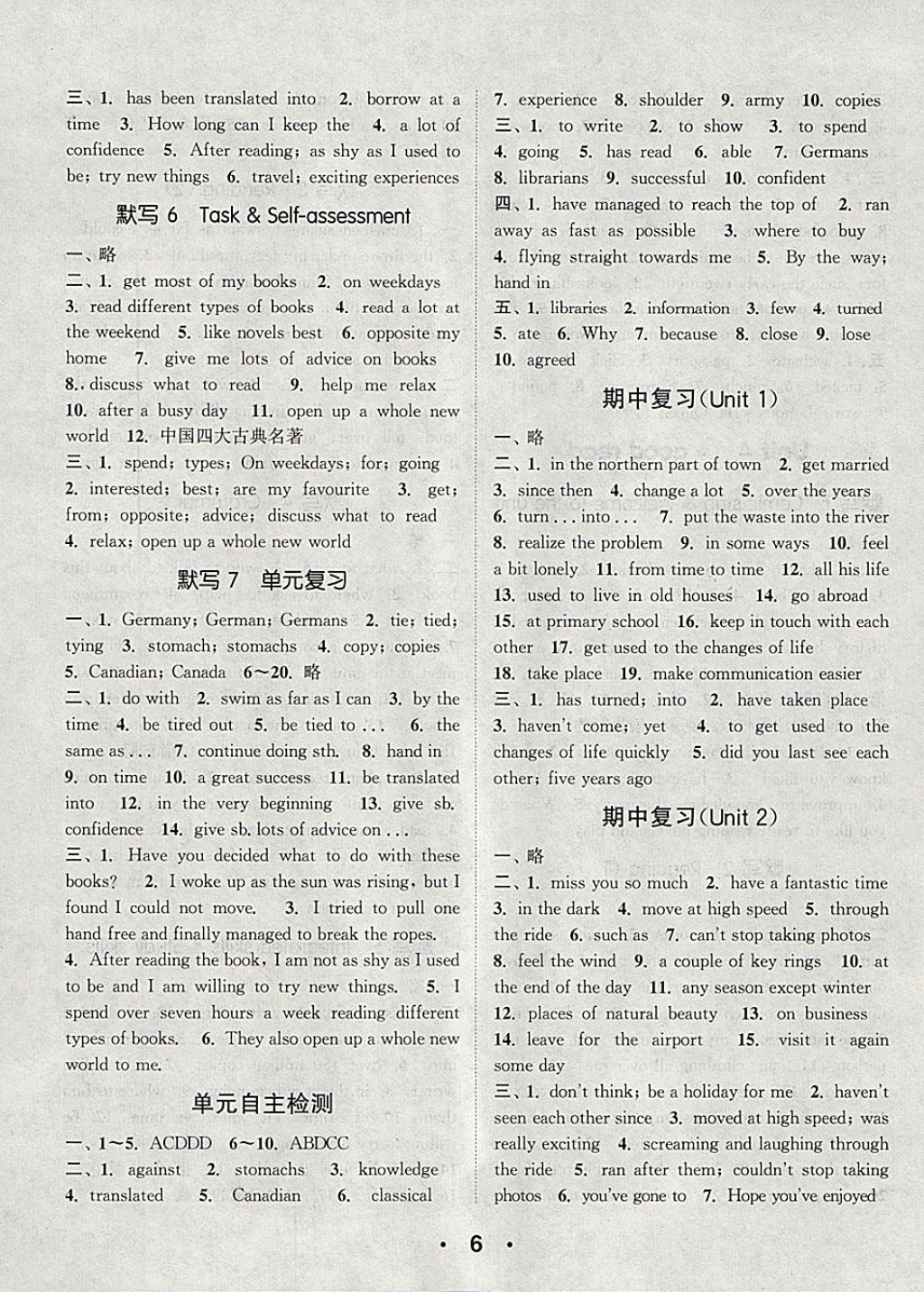 2018年通城學(xué)典初中英語(yǔ)默寫(xiě)能手八年級(jí)下冊(cè)譯林版 參考答案第6頁(yè)