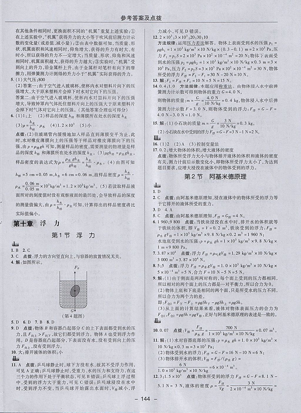 2018年综合应用创新题典中点八年级物理下册人教版 参考答案第20页