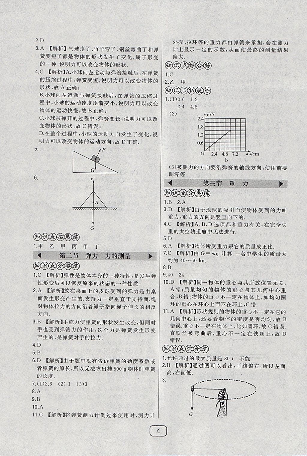 2018年北大綠卡八年級物理下冊北師大版 參考答案第10頁