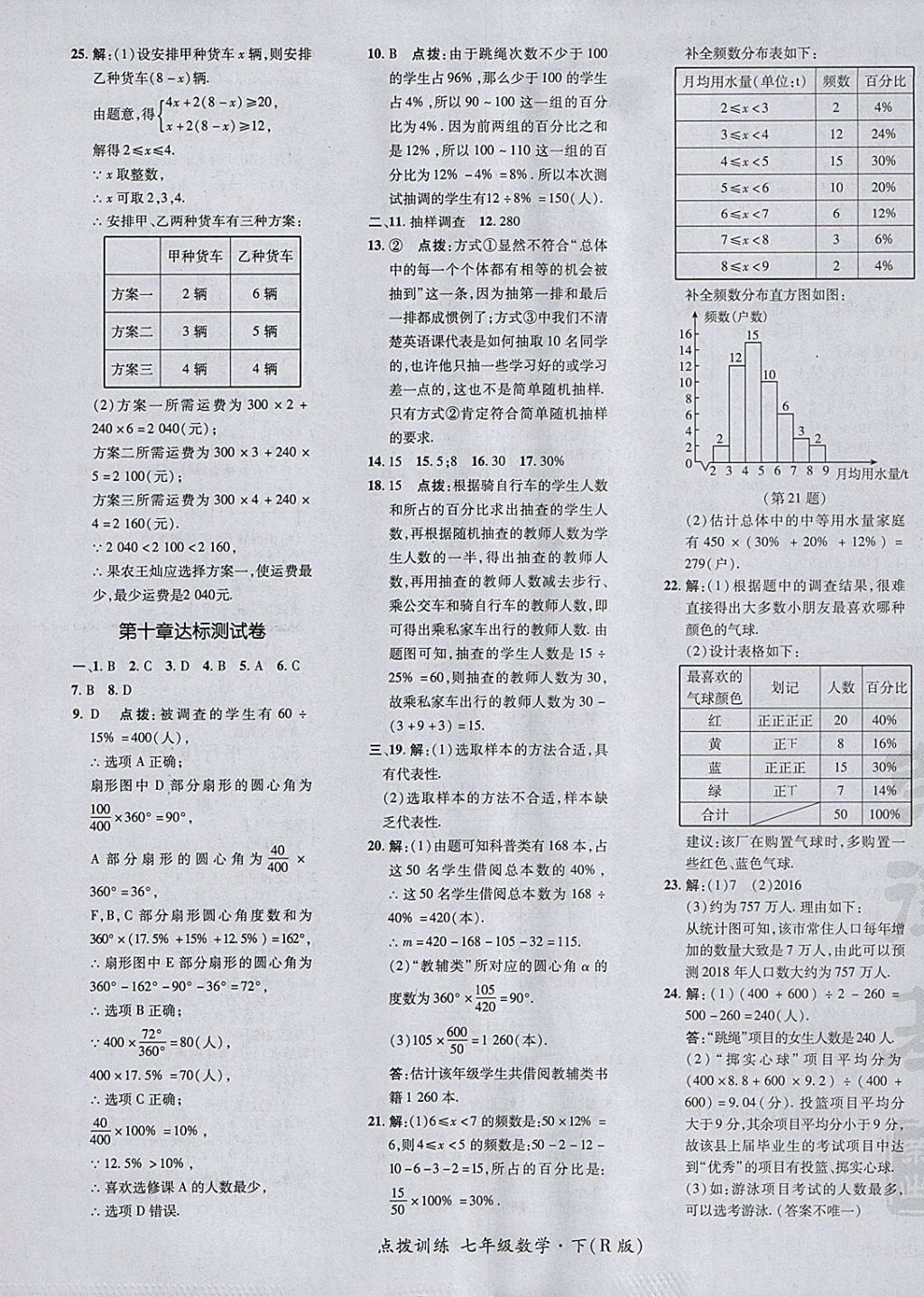 2018年點撥訓練七年級數(shù)學下冊人教版 參考答案第5頁