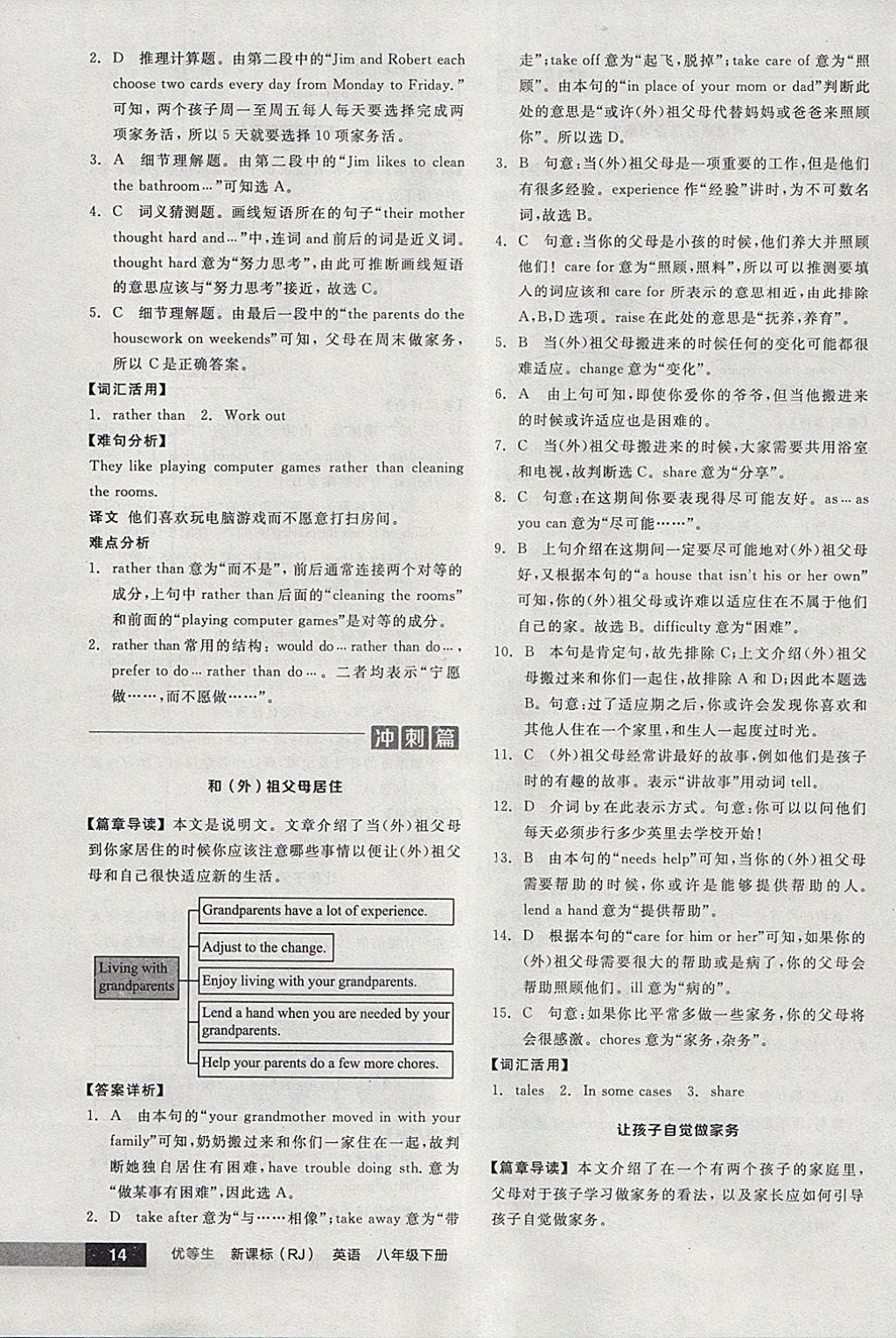 2018年全品優(yōu)等生完形填空加閱讀理解八年級(jí)英語(yǔ)下冊(cè)人教版 參考答案第14頁(yè)