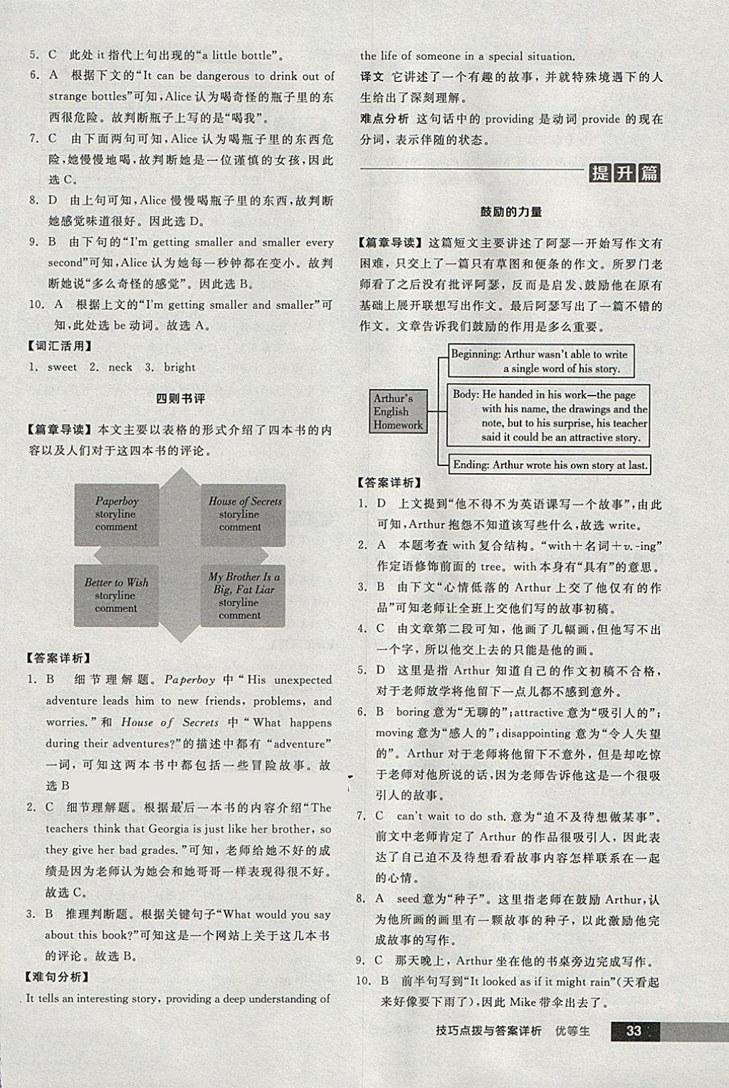 2018年全品优等生完形填空加阅读理解八年级英语下册人教版 参考答案第33页