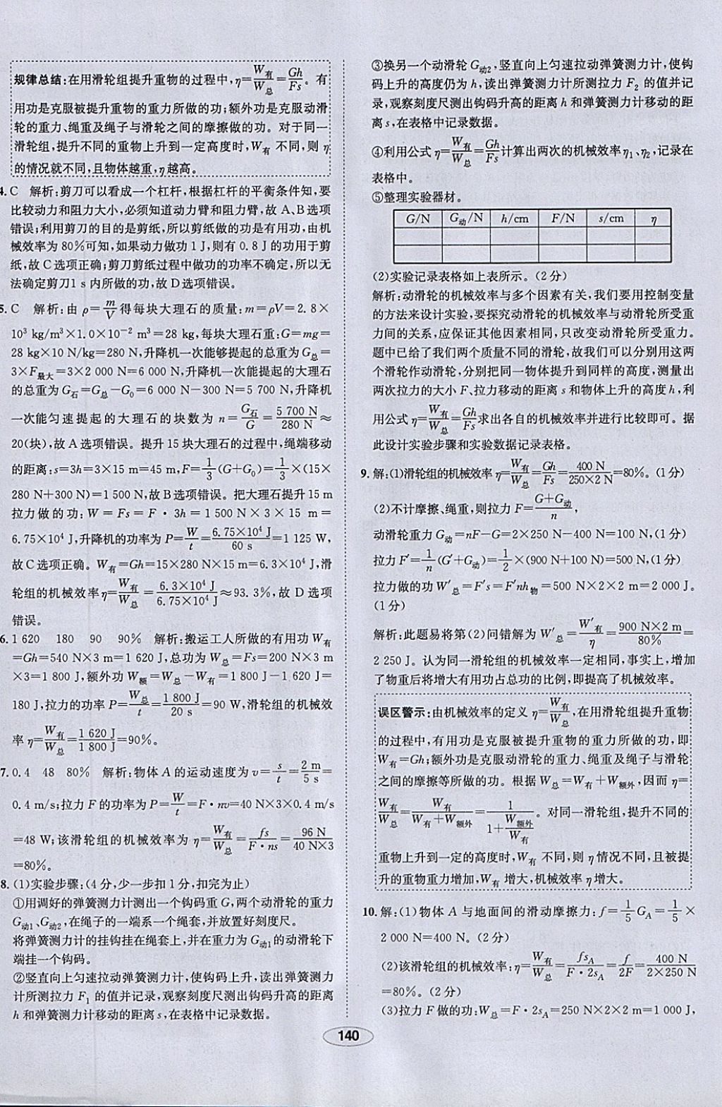 2018年中新教材全練八年級(jí)物理下冊(cè)人教版 參考答案第40頁(yè)