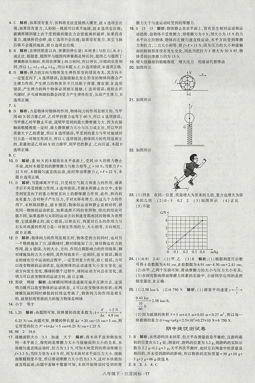 2018年经纶学典学霸八年级物理下册江苏版 参考答案第17页