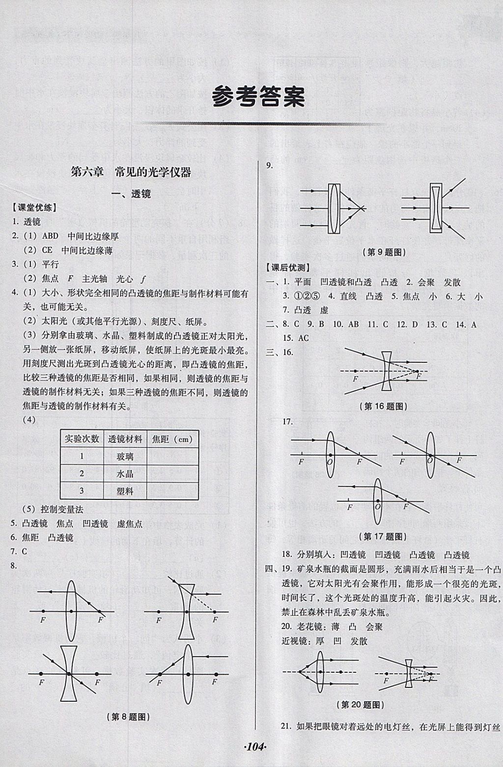 2018年全優(yōu)點練課計劃八年級物理下冊北師大版 參考答案第1頁