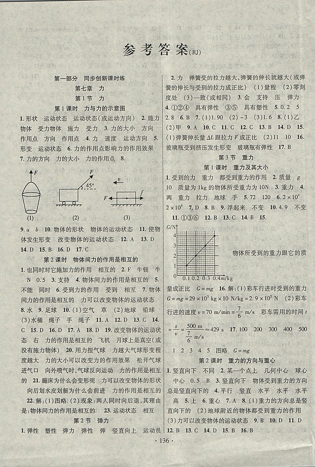 2018年畅优新课堂八年级物理下册人教版 参考答案第1页