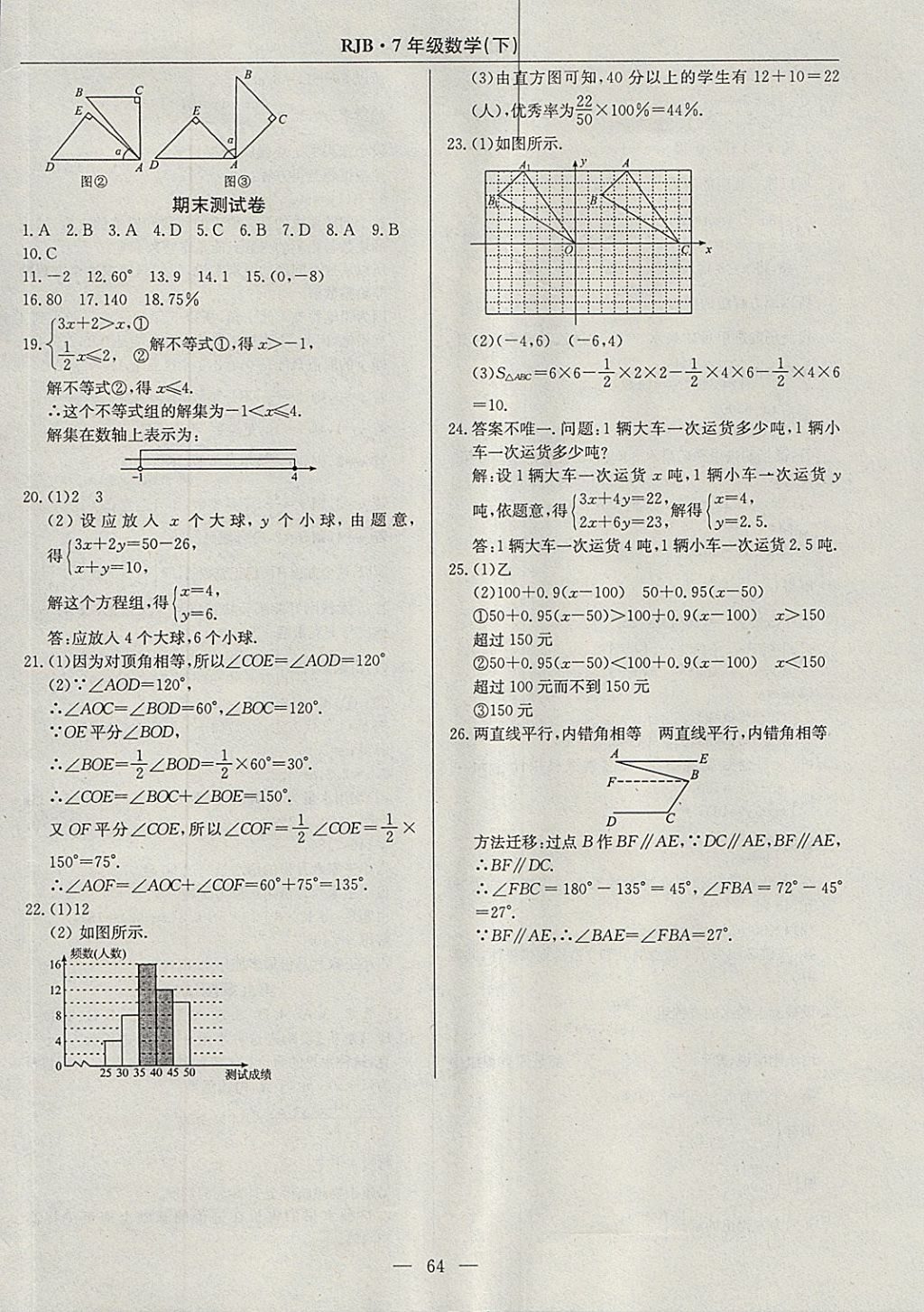 2018年高效通教材精析精練七年級數(shù)學(xué)下冊人教版 參考答案第32頁