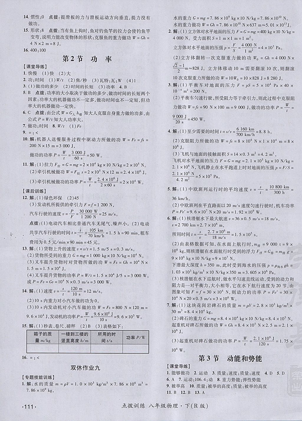 2018年点拨训练八年级物理下册人教版 参考答案第19页