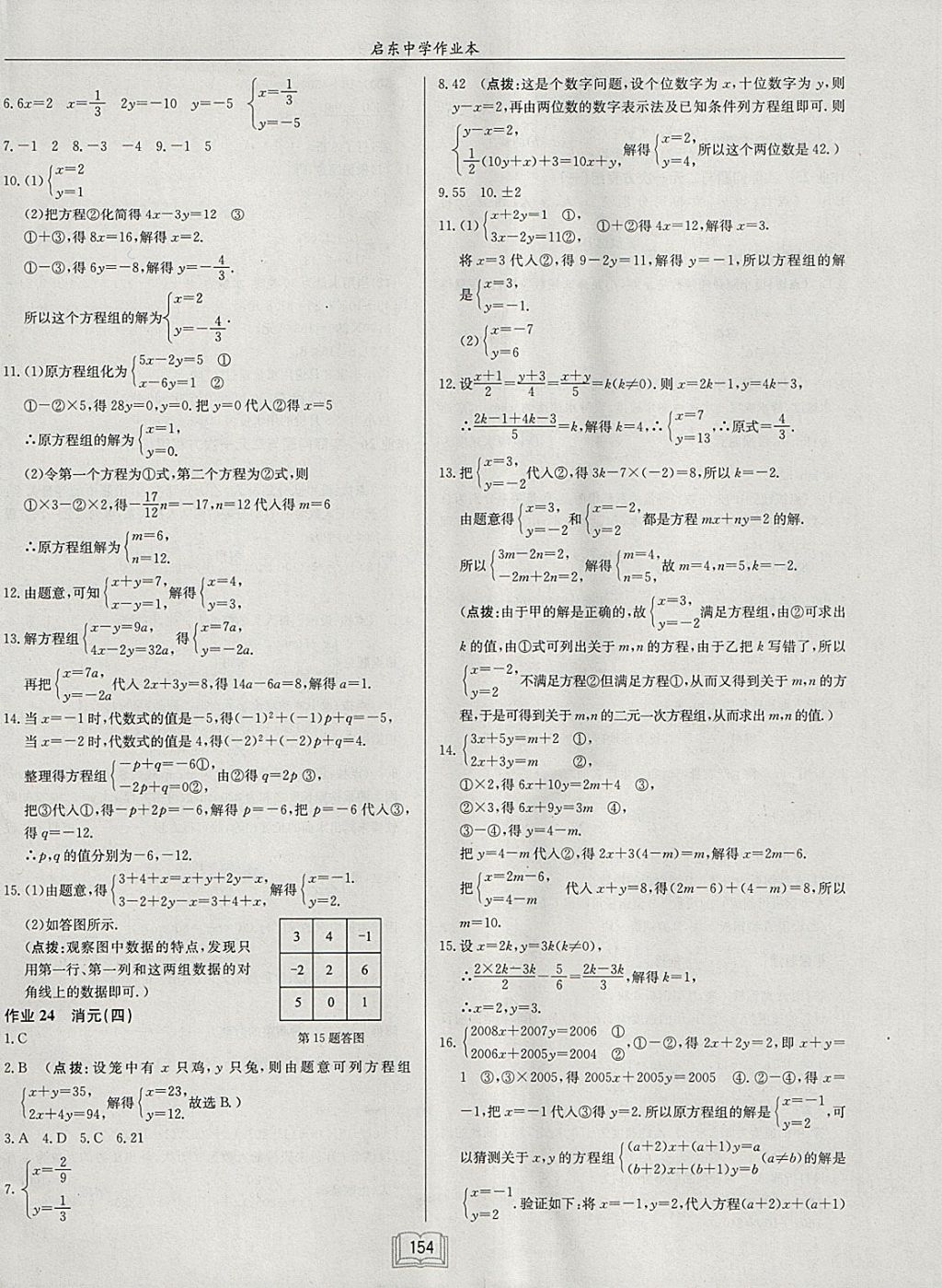 2018年启东中学作业本七年级数学下册人教版 参考答案第10页