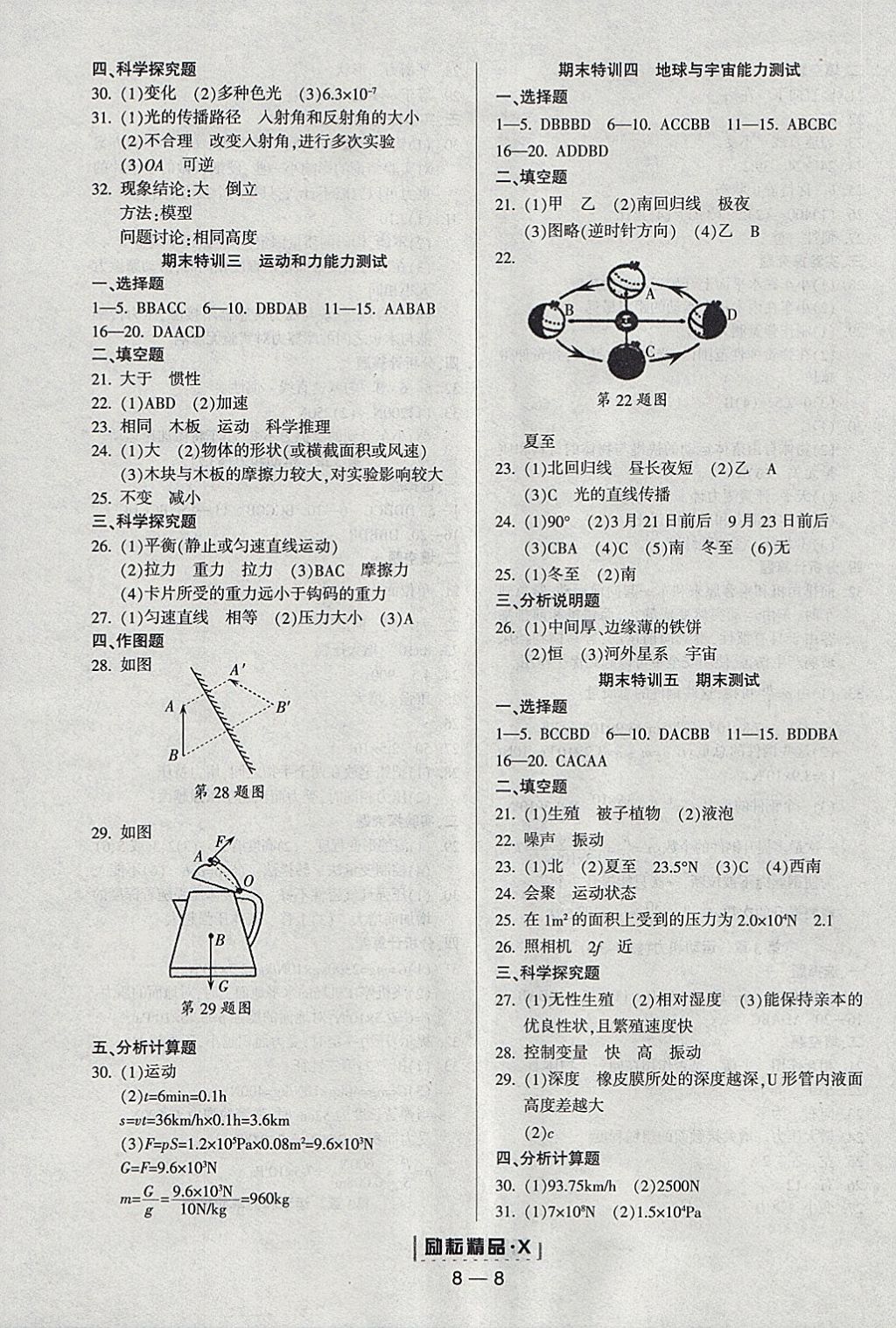 2018年勵耘書業(yè)勵耘活頁周周練七年級科學下冊浙教版 參考答案第8頁