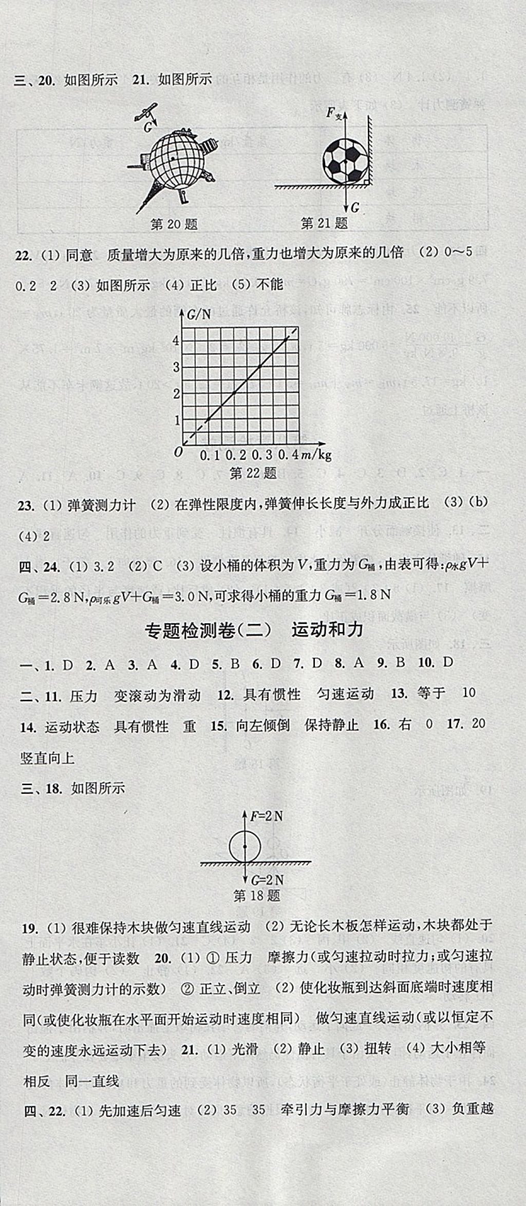 2018年通城學(xué)典活頁檢測八年級物理下冊人教版 參考答案第18頁