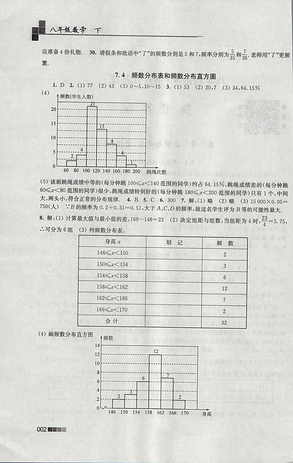 2018年金3練八年級(jí)數(shù)學(xué)下冊(cè)江蘇版 參考答案第2頁
