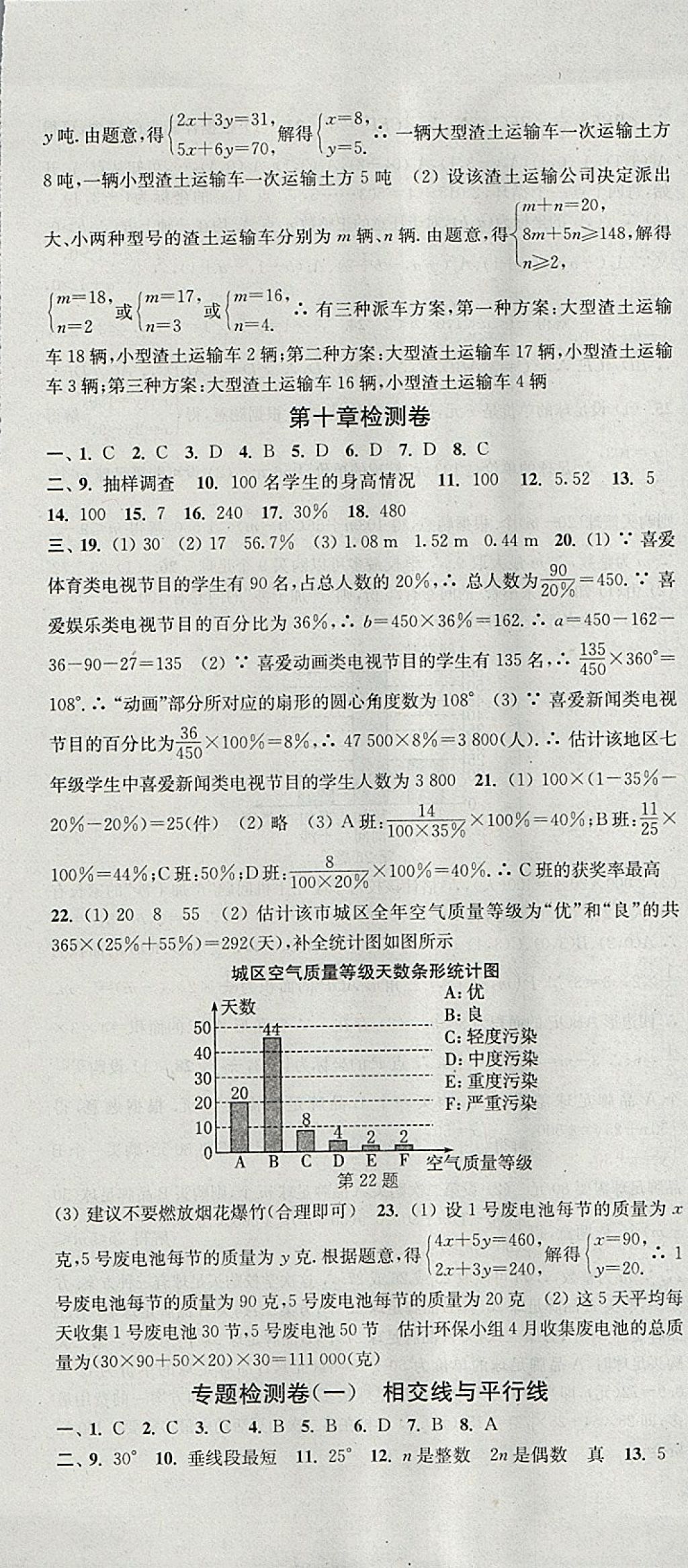 2018年通城學(xué)典活頁檢測(cè)七年級(jí)數(shù)學(xué)下冊(cè)人教版 參考答案第19頁