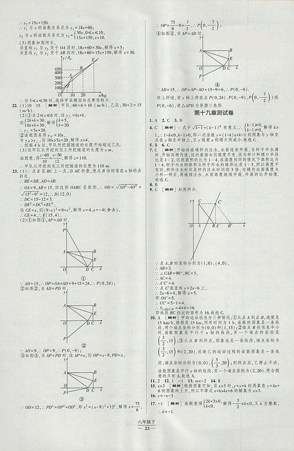 2018年经纶学典新课时作业八年级数学下册人教版 参考答案第23页