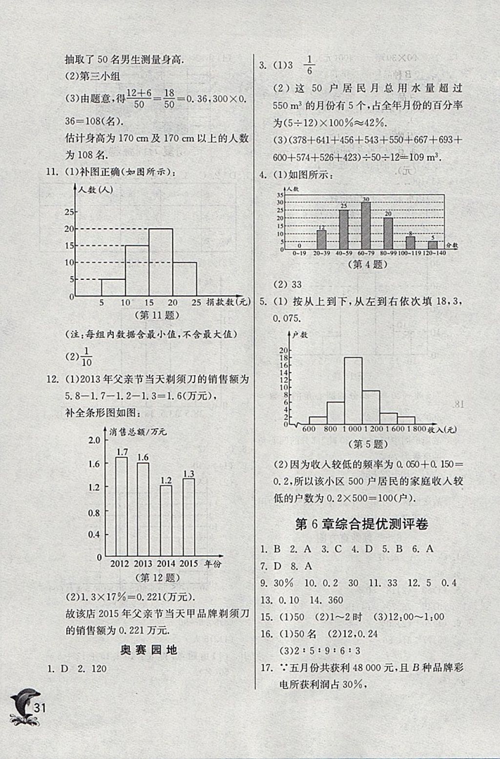 2018年實(shí)驗(yàn)班提優(yōu)訓(xùn)練七年級數(shù)學(xué)下冊浙教版 參考答案第31頁