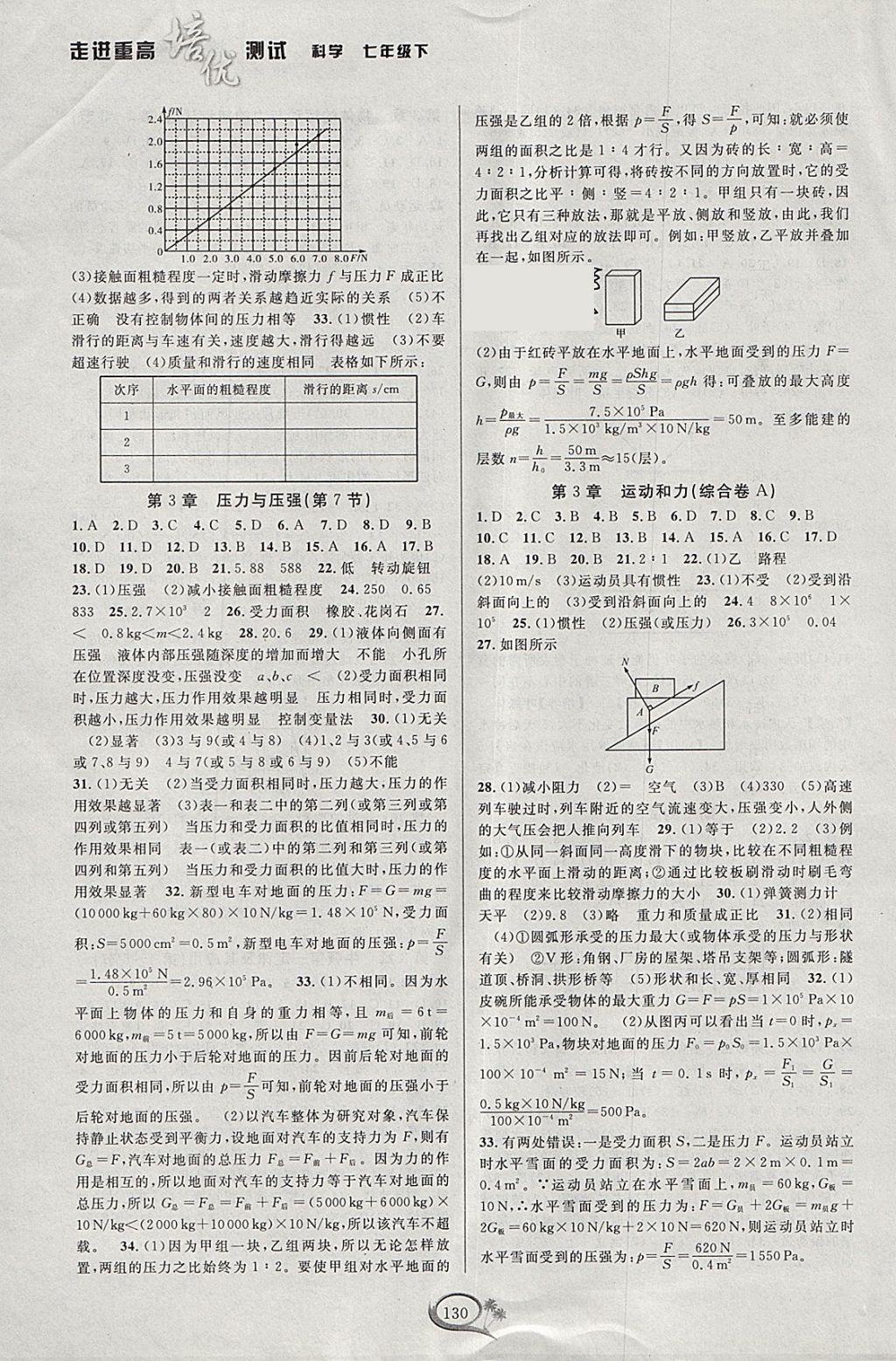 2018年走进重高培优测试七年级科学下册浙教版 参考答案第4页