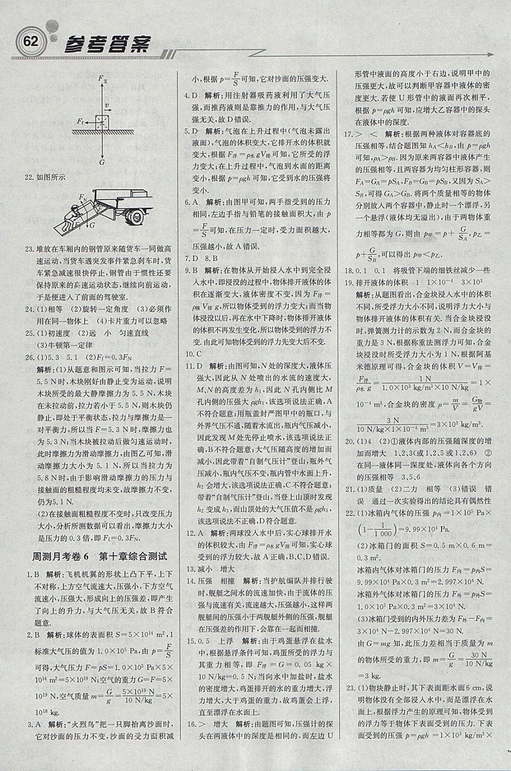 2018年輕巧奪冠周測(cè)月考直通中考八年級(jí)物理下冊(cè)蘇科版 參考答案第16頁