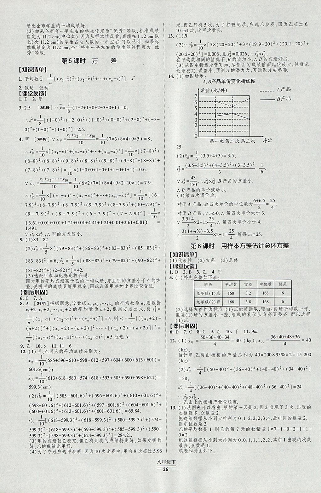 2018年經(jīng)綸學(xué)典新課時作業(yè)八年級數(shù)學(xué)下冊人教版 參考答案第26頁