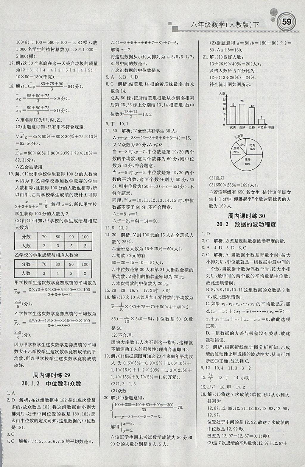 2018年輕巧奪冠周測月考直通中考八年級(jí)數(shù)學(xué)下冊人教版 參考答案第11頁