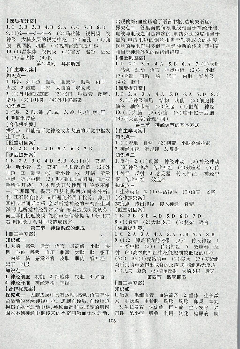 2018年课堂导练1加5七年级生物下册人教版 参考答案第6页