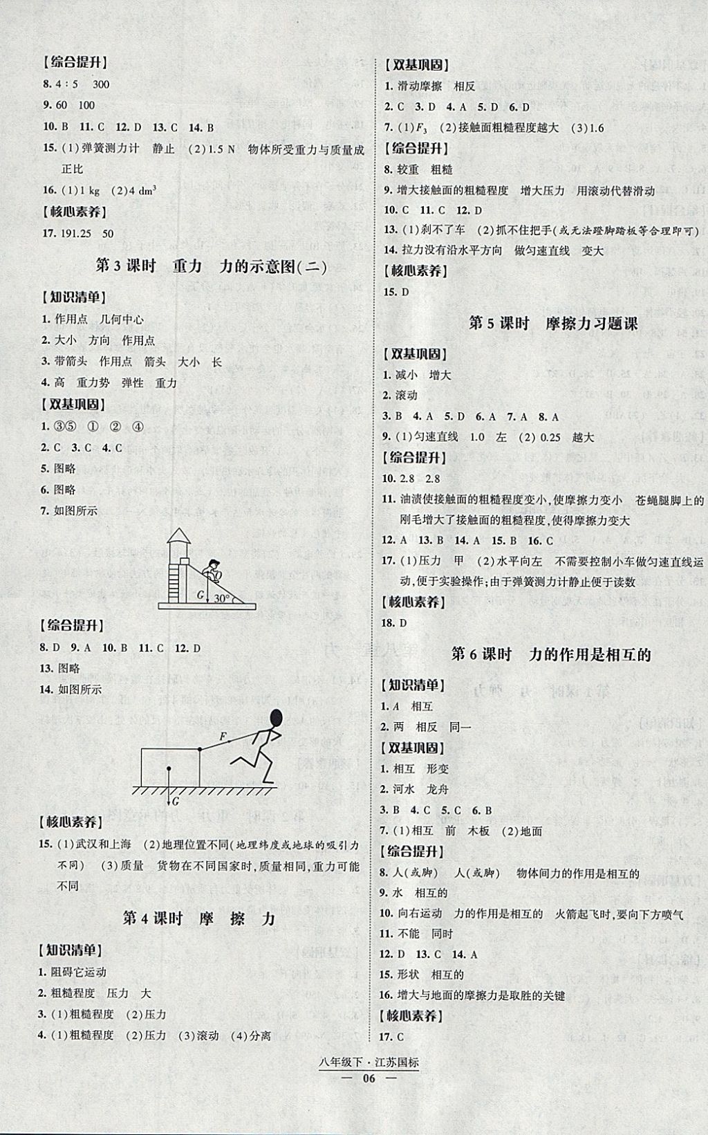 2018年經(jīng)綸學(xué)典新課時(shí)作業(yè)八年級(jí)物理下冊(cè)江蘇版 參考答案第6頁(yè)