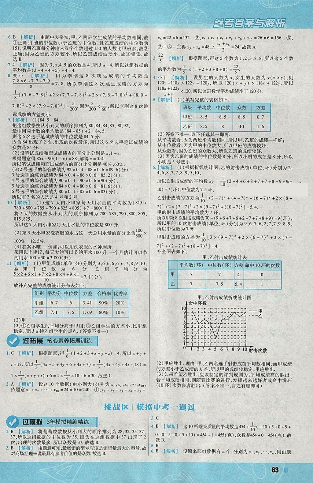 2018年一遍过初中数学八年级下册华师大版 参考答案第63页