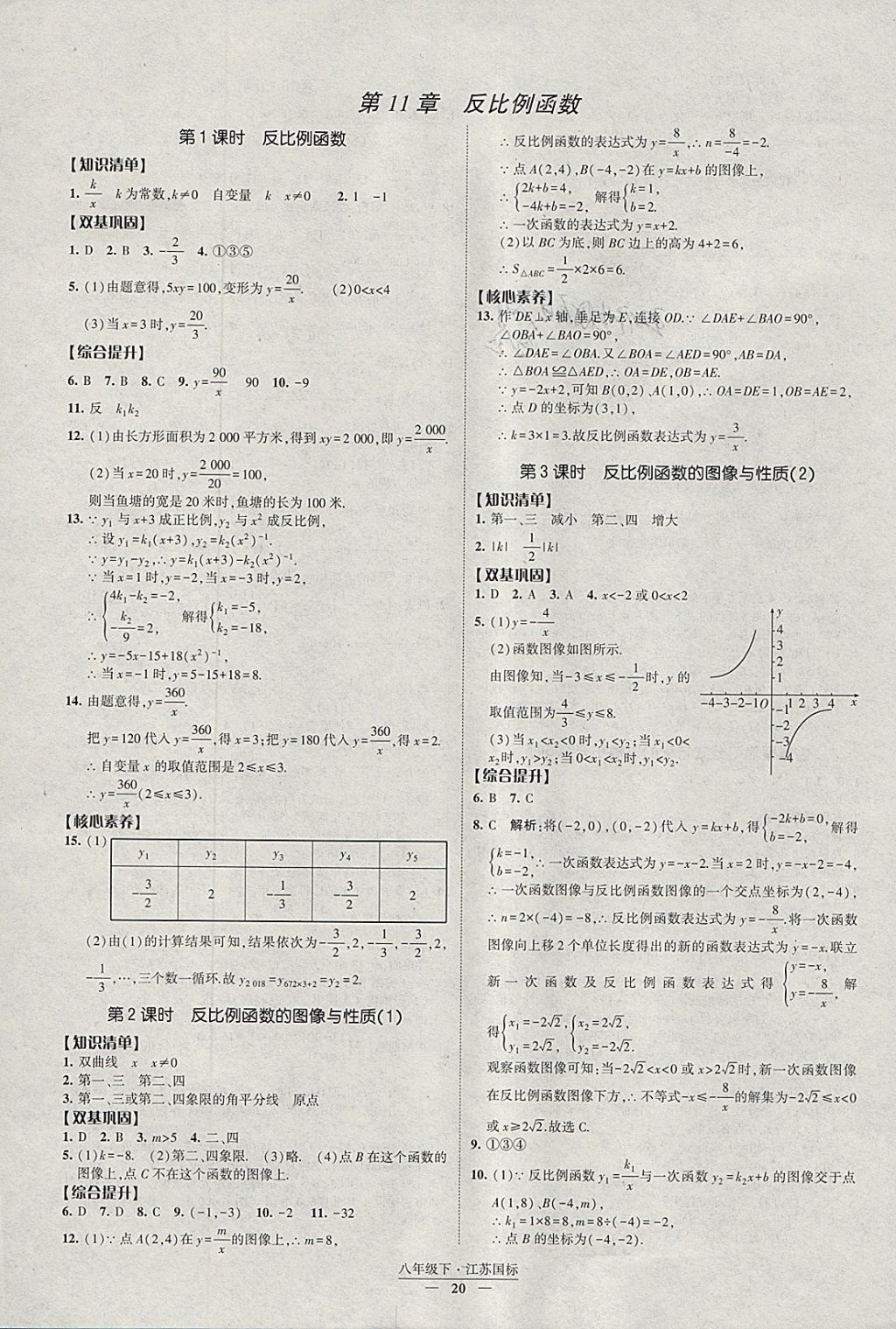 2018年經(jīng)綸學(xué)典新課時作業(yè)八年級數(shù)學(xué)下冊江蘇版 參考答案第20頁